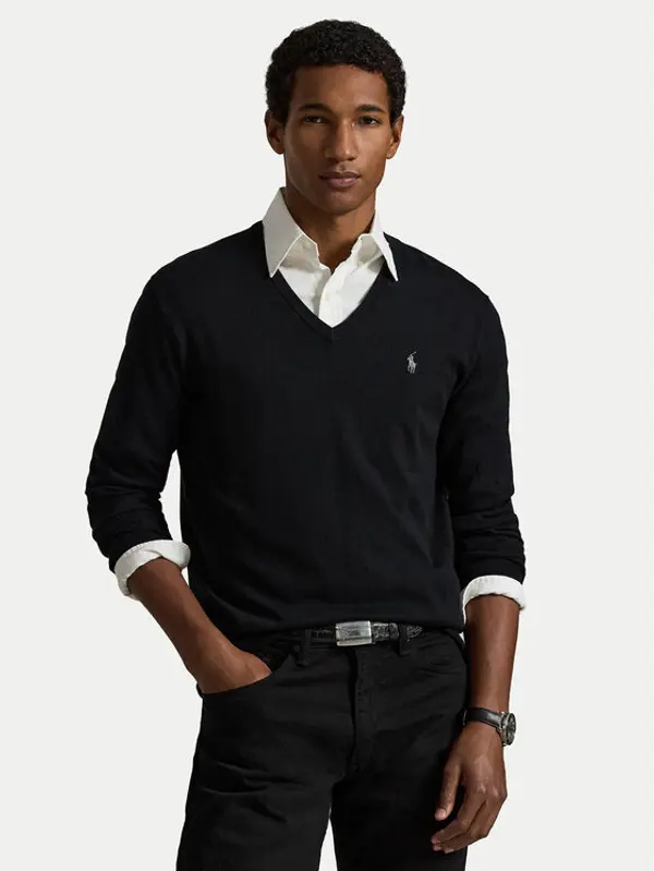 Polo Ralph Lauren Polo Ralph Lauren Džemper Ls Sf Vn Pp 710670789003 Crna Regular Fit