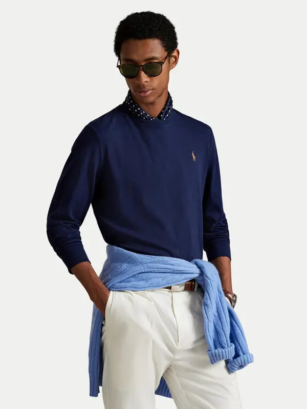 Polo Ralph Lauren Polo Ralph Lauren Majica dugih rukava 710760121 Tamnoplava Slim Fit