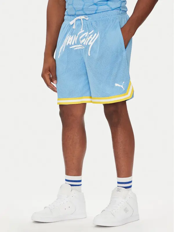 Puma Puma Sportske kratke hlače Hoops Manchester City 631694 Svijetloplava Regular Fit