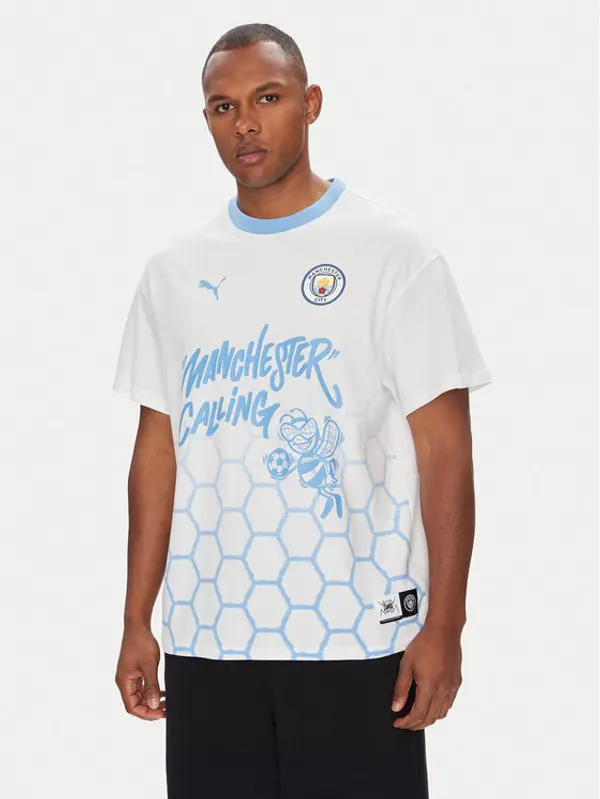 Puma Puma T-shirt CWC Hoops x Man City 631695 Bijela Regular Fit