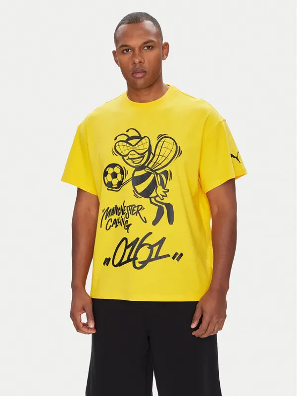 Puma Puma T-shirt CWC Hoops x Man City 631696 Žuta Regular Fit