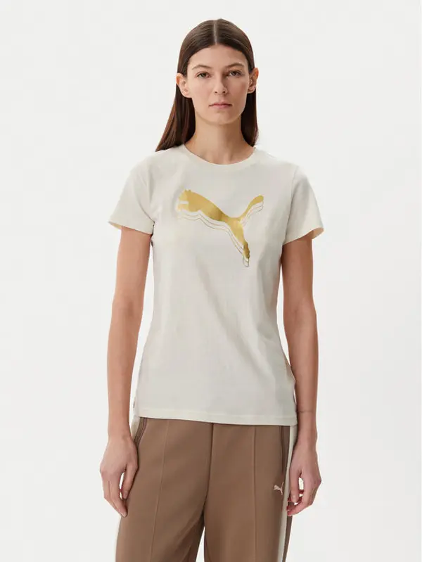 Puma Puma T-shirt Essentials Metallic 684995 Bež Regular Fit