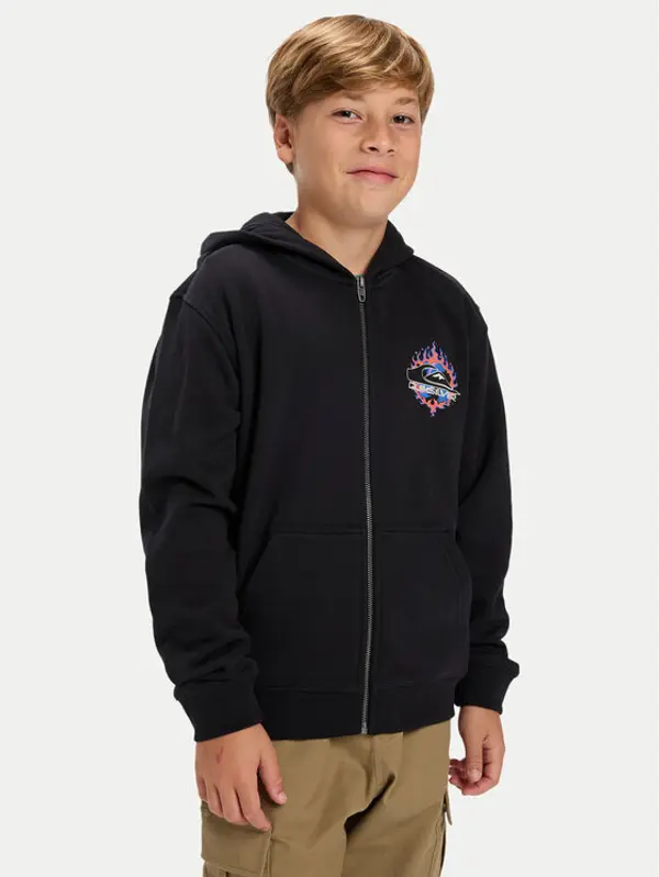 Quiksilver Quiksilver Majica dugih rukava Graphic Zip EQBFT03958 Crna Regular Fit