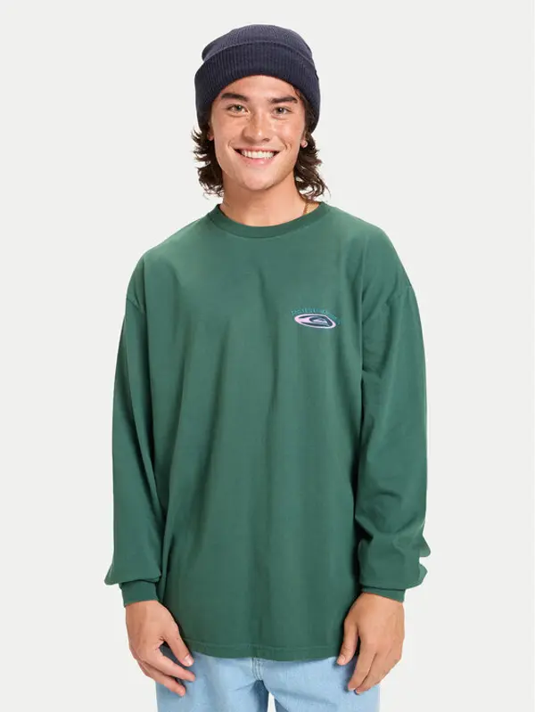 Quiksilver Quiksilver Majica dugih rukava Hw Hollow Coves EQYZT08202 Zelena Comfort Fit