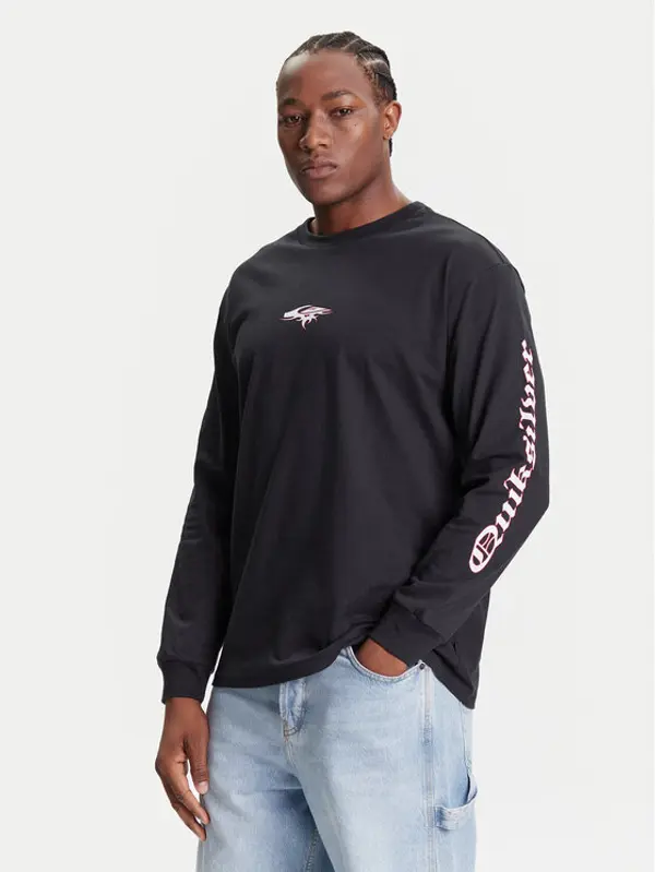 Quiksilver Quiksilver Majica dugih rukava Mercury Old English Ls EQYZT08169 Crna Comfort Fit