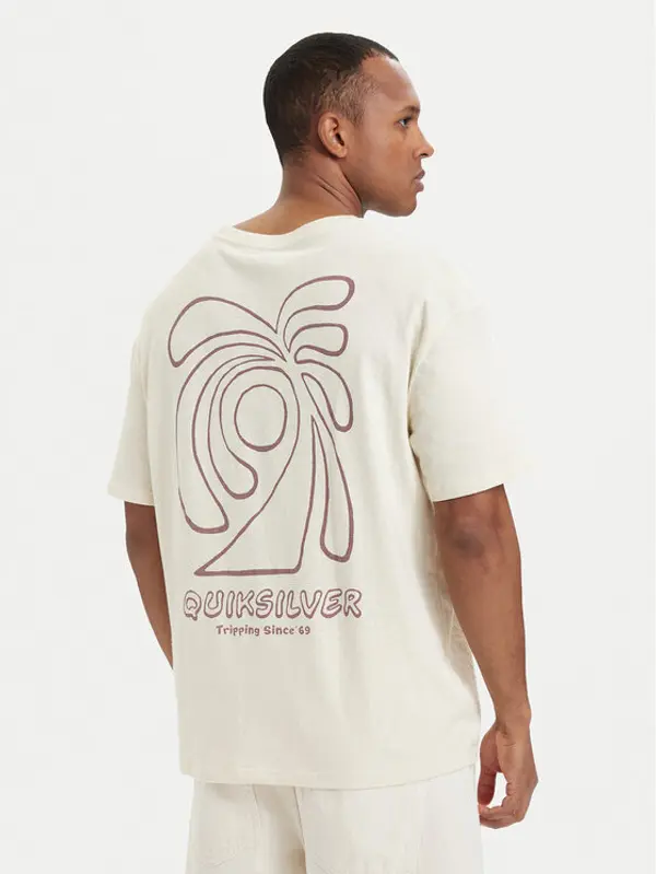 Quiksilver Quiksilver T-shirt Curve Palm EQYZT08303 Krem Regular Fit