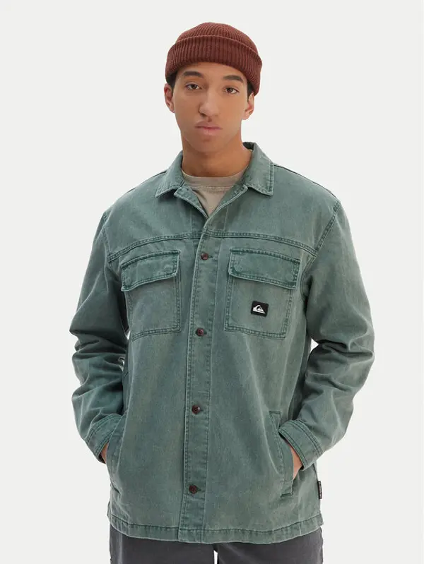 Quiksilver Quiksilver traper košulja Mohab Washed Twill EQYWT04654 Zelena Oversize