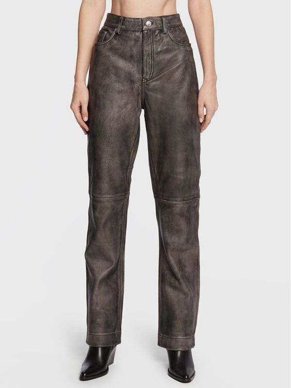 Remain Remain Kožne hlače Lynn RM1819 Crna Regular Fit