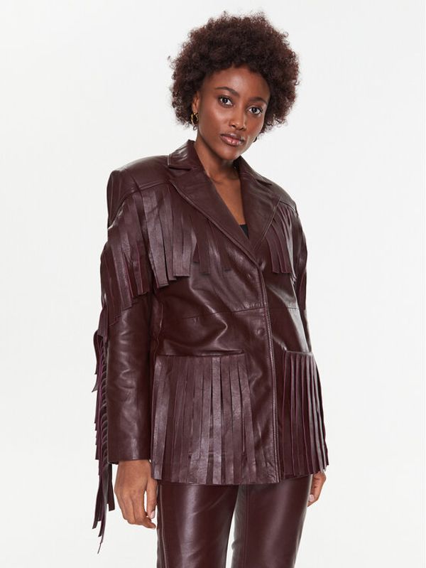 Remain Remain Prijelazna jakna Leather Fringed RM2051 Tamnocrvena Regular Fit