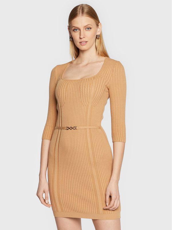 Rinascimento Rinascimento Džemper haljina CFM0010919003 Smeđa Slim Fit