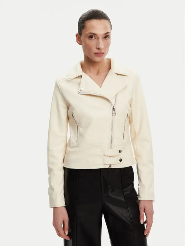 RINASCIMENTO Rinascimento Jakna od imitacije kože CFC0119619003 Écru Regular Fit