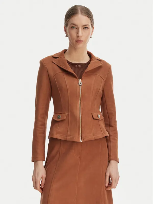 RINASCIMENTO Rinascimento Jakna od imitacije kože CFC0127914003 Smeđa Slim Fit