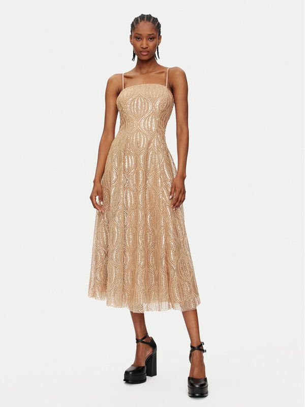 Rinascimento Rinascimento Koktel haljina CFC0120098003 Zlatna Regular Fit