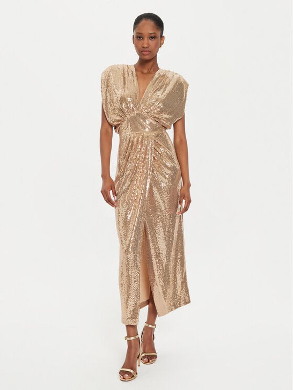 Rinascimento Rinascimento Koktel haljina CFC0121029003 Zlatna Regular Fit