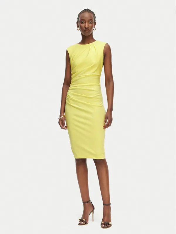 RINASCIMENTO Rinascimento Koktel haljina CFC0127683003 Svijetlo žuta Slim Fit