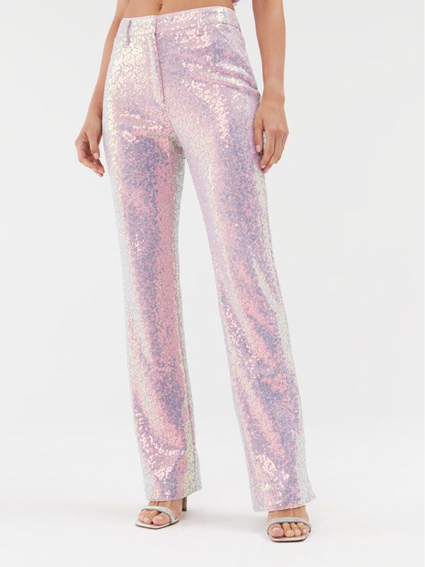 ROTATE ROTATE Hlače Sequin Straight 1117002208 Ružičasta Regular Fit