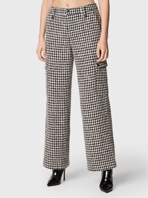 ROTATE ROTATE Hlače Sparkly Houndstooth RT1901 Bijela Relaxed Fit