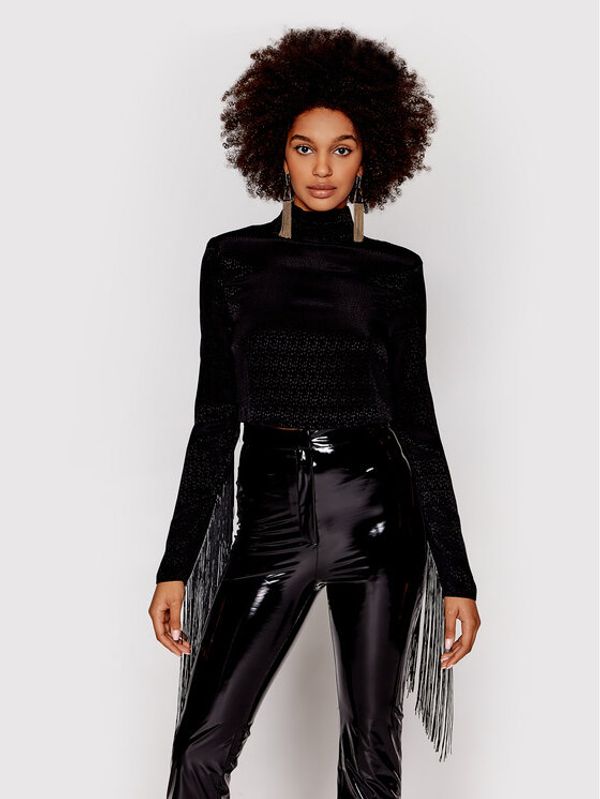 ROTATE ROTATE Majica Reba Fringe RT1028 Crna Loose Fit