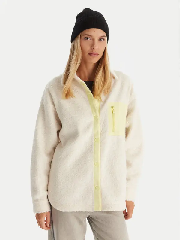 Roxy Roxy Flis Chloe Kim Polar Shacket ERJPF03231 Écru Regular Fit