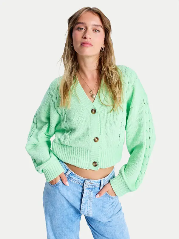 Roxy Roxy Kardigan Missing The Sun ERJSW03677 Zelena Regular Fit