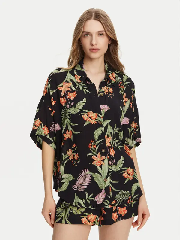 Roxy Roxy Košulja Beach Nostalgia ERJWT03680 Crna Relaxed Fit