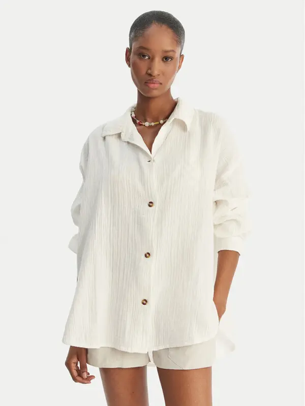 Roxy Roxy Košulja Morning Time ERJWT03674 Écru Relaxed Fit
