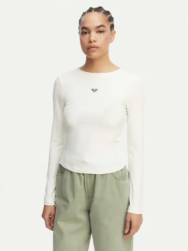 Roxy Roxy Majica dugih rukava ERJKT04364 Bijela Slim Fit