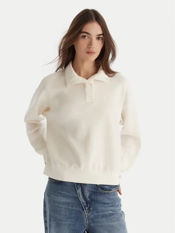 Roxy Roxy Majica dugih rukava Rise & Vibe Sweet Fleece ERJFT05012 Bijela Relaxed Fit