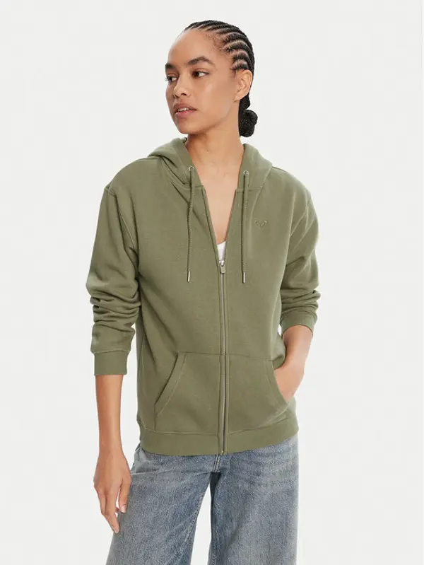 Roxy Roxy Majica dugih rukava Surf Stoked Zipped Brushed ERJFT05022 Zelena Regular Fit