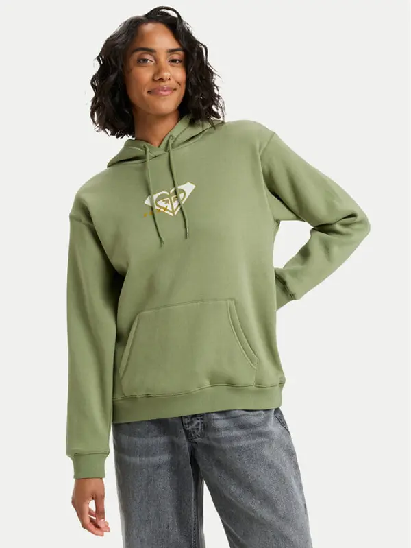 Roxy Roxy Majica dugih rukava Vl Surf Stoked Hoodie Brushed ERJFT05028 Kaki Regular Fit