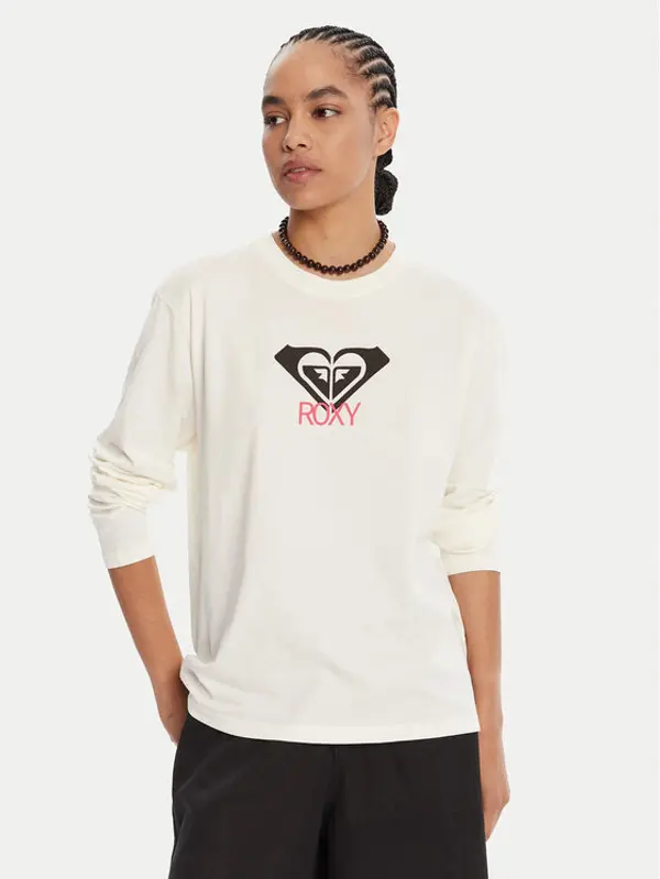 Roxy Roxy Majica Hangloose Art Ls ERJZT06035 Écru Regular Fit