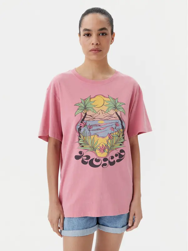 Roxy Roxy T-shirt ERJZT05905 Ružičasta Oversize