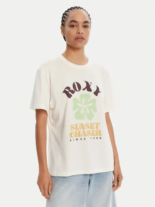 Roxy Roxy T-shirt Hangloose Poster ERJZT06018 Écru Regular Fit