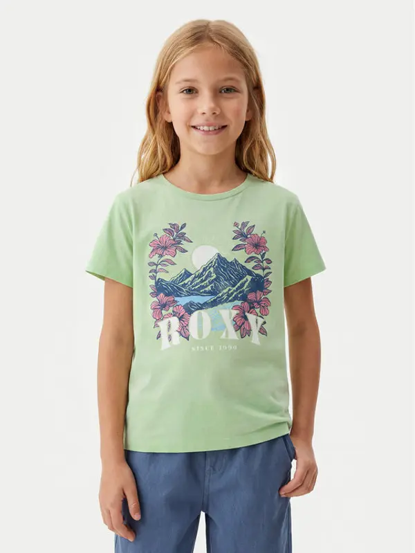 Roxy Roxy T-shirt Lily Vintage ERGZT04140 Zelena Regular Fit