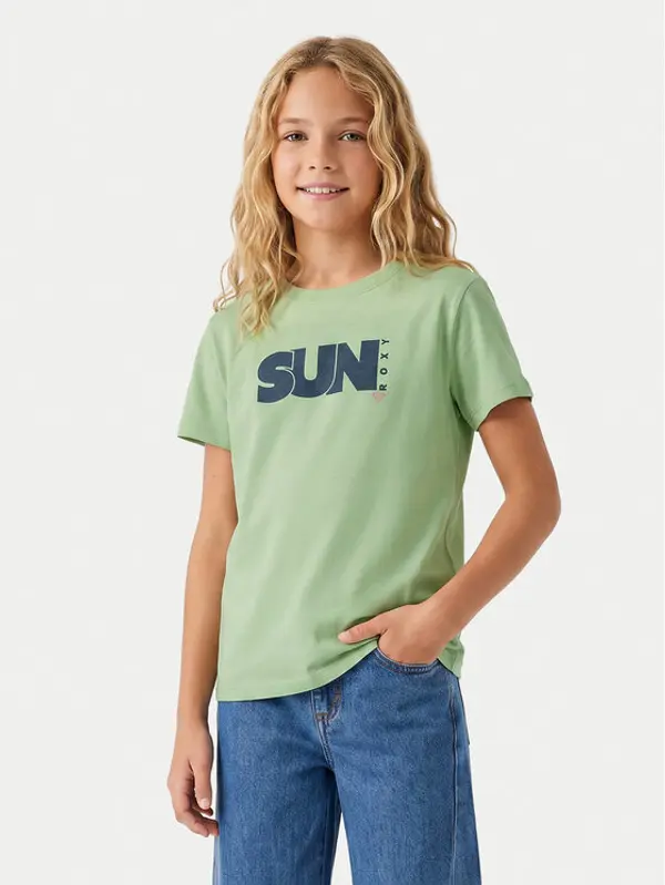 Roxy Roxy T-shirt Orchid Art ERGZT04142 Zelena Regular Fit