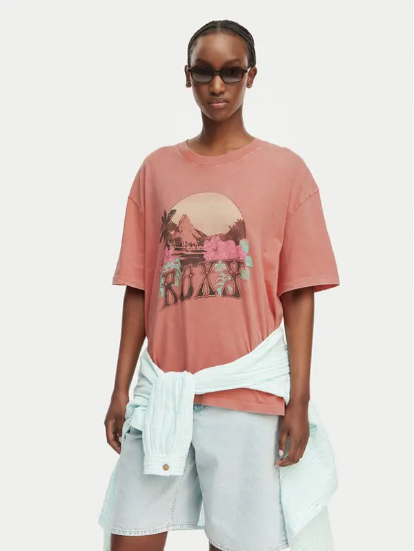 Roxy Roxy T-shirt Talloversize Washed ERJZT06081 Svijetlo narančasta Loose Fit