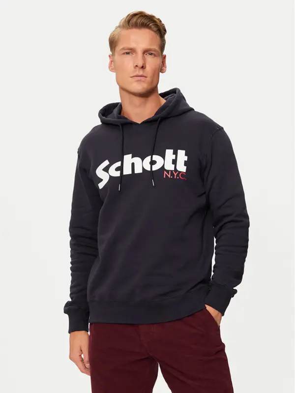 Schott NYC Schott NYC Majica dugih rukava SWHOOD Tamnoplava Regular Fit
