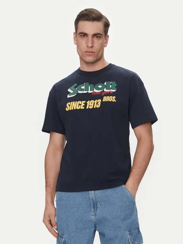 Schott NYC Schott NYC T-shirt TSTRAVIS Tamnoplava Regular Fit
