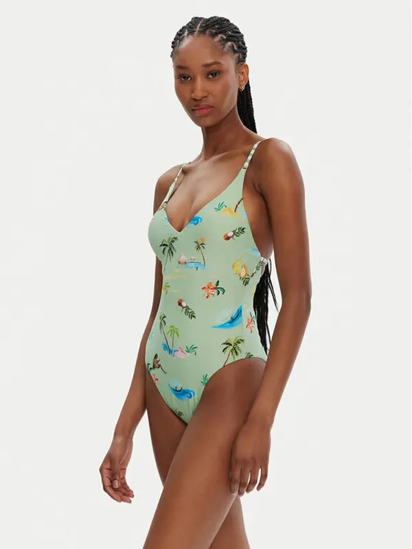 Seafolly Seafolly Kupaći kostim Isla Palm 11071-216 Zelena