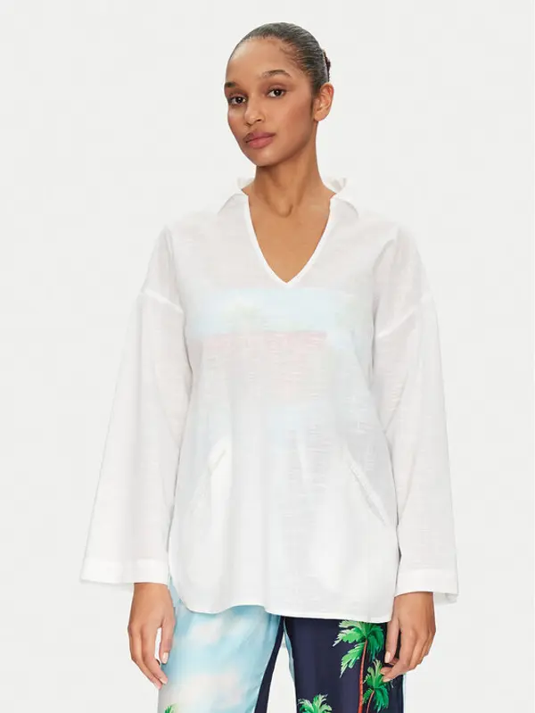 Seafolly Seafolly Tunika Longline 55434-TO Bijela Relaxed Fit