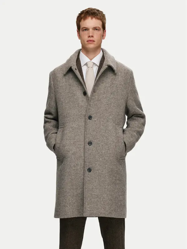 Selected Homme Selected Homme Vuneni kaput 16089348 Bež Regular Fit