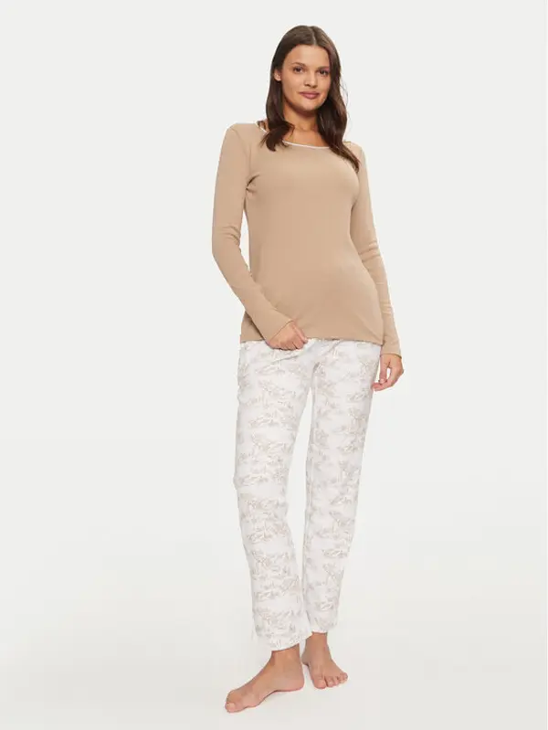 Selmark Selmark Pidžama P9373 Bež Regular Fit