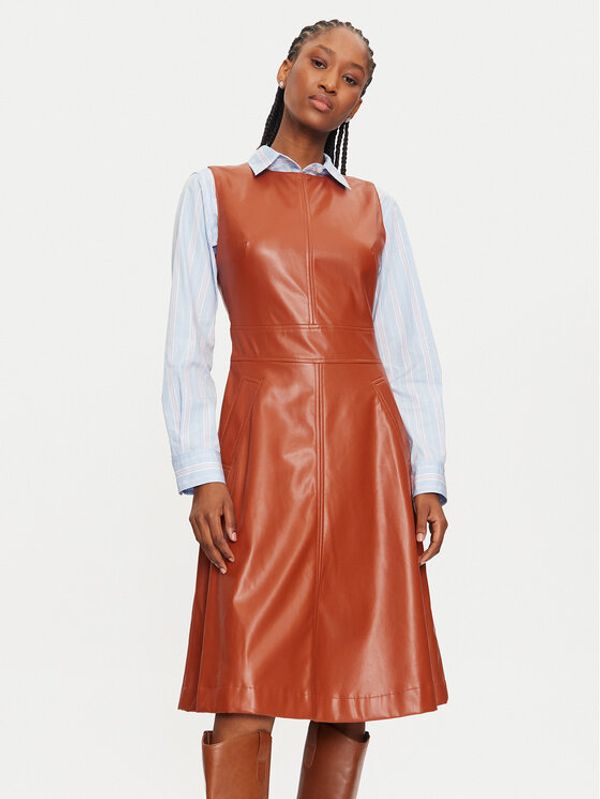 Silvian Heach Silvian Heach Haljina od imitacije kože GPA24121VE Smeđa Regular Fit