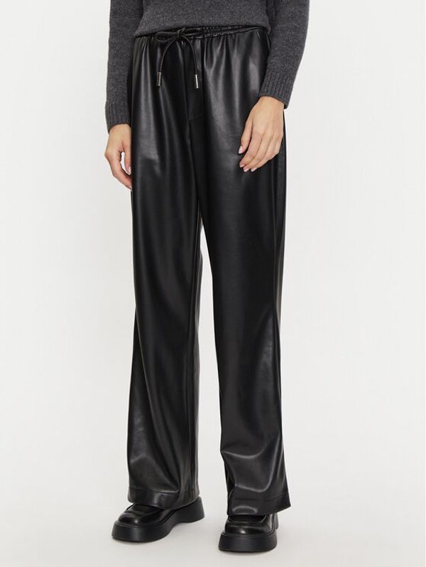 Silvian Heach Silvian Heach Hlače od imitacije kože GPA24235PA Crna Wide Leg