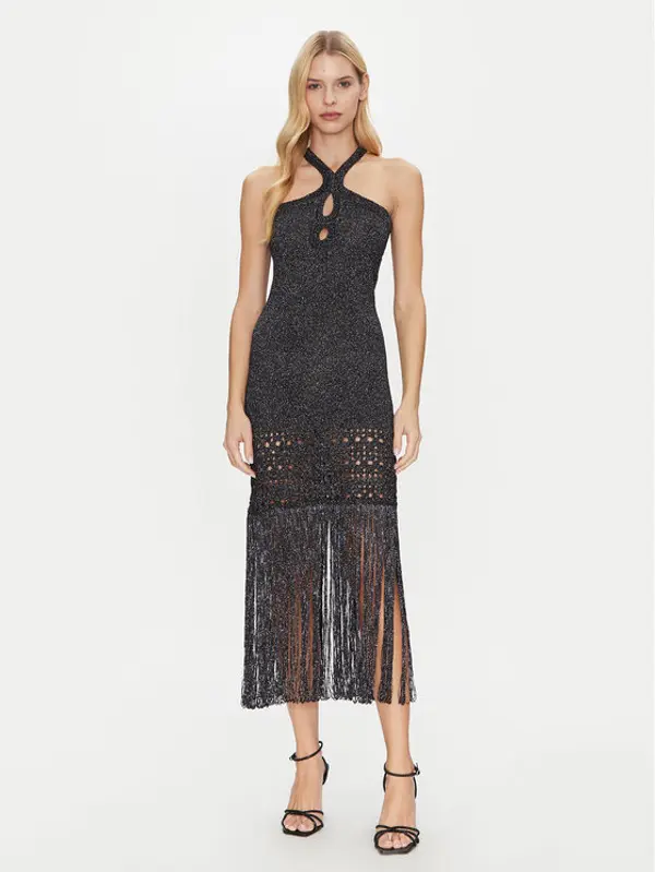 Simona Corsellini Simona Corsellini Džemper haljina P25CPABO0401 Crna Slim Fit