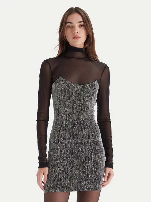 Simona Corsellini Simona Corsellini Koktel haljina A25CEAB10601 Srebrna Slim Fit