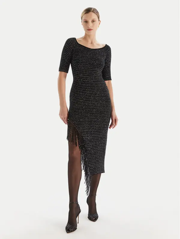 Simona Corsellini Simona Corsellini Koktel haljina A25CEABO5001 Crna Slim Fit