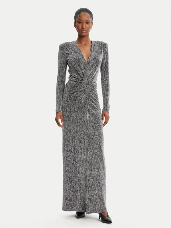 Simona Corsellini Simona Corsellini Večernja haljina A25CEAB10201 Srebrna Slim Fit