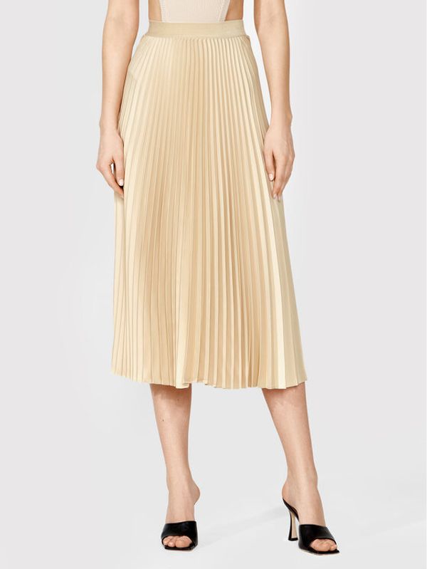 Simple Simple Plesirana suknja SDD004 Bež Regular Fit