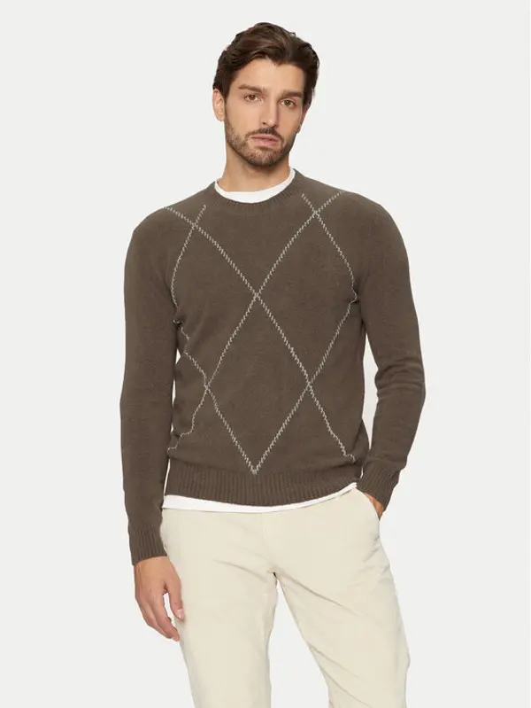 Sisley Sisley Džemper 1QPST103W Smeđa Regular Fit